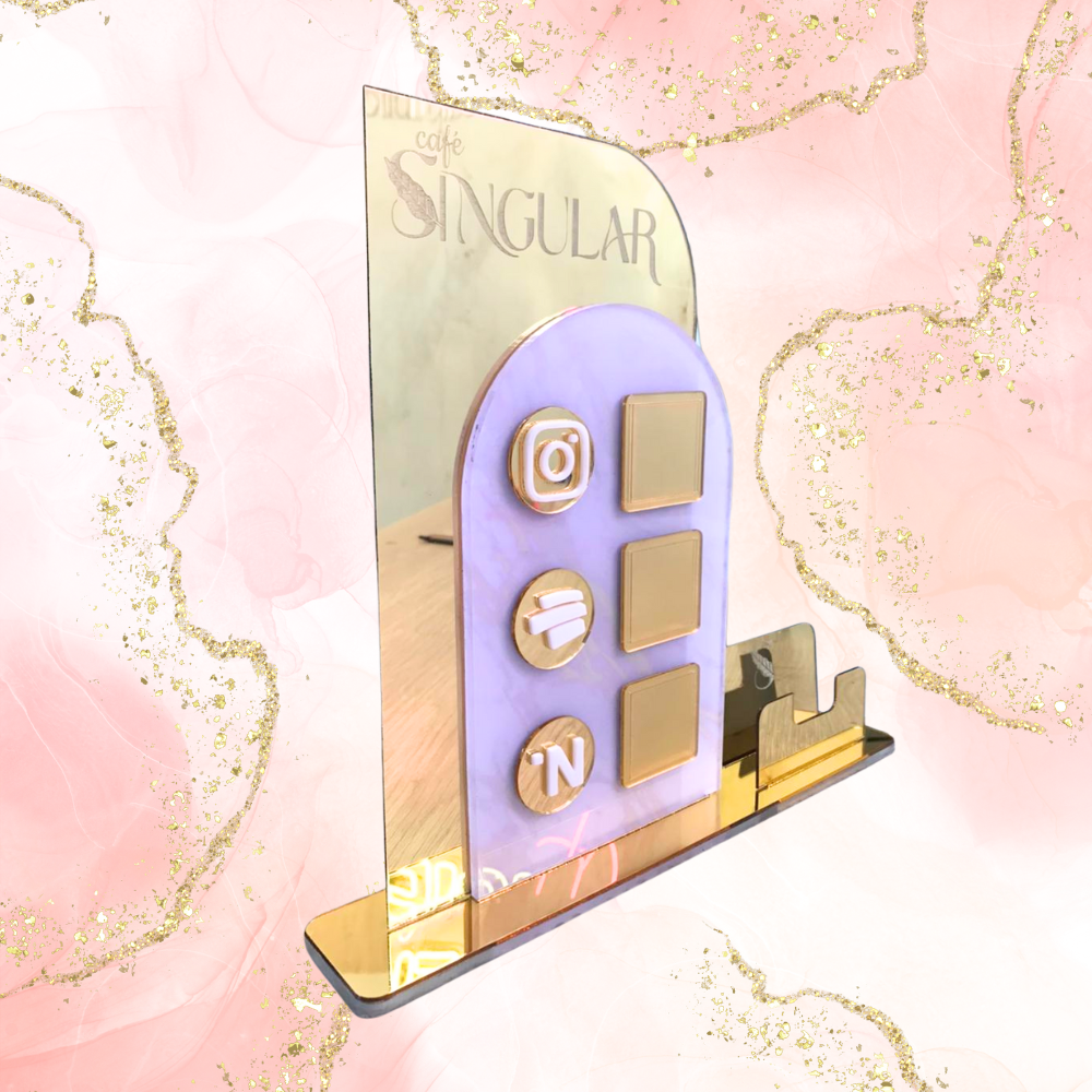 069 | QR talker with Café Singular style card holder