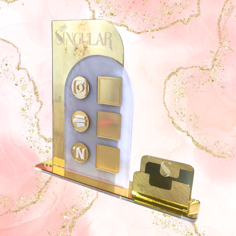 069 | QR talker with Café Singular style card holder