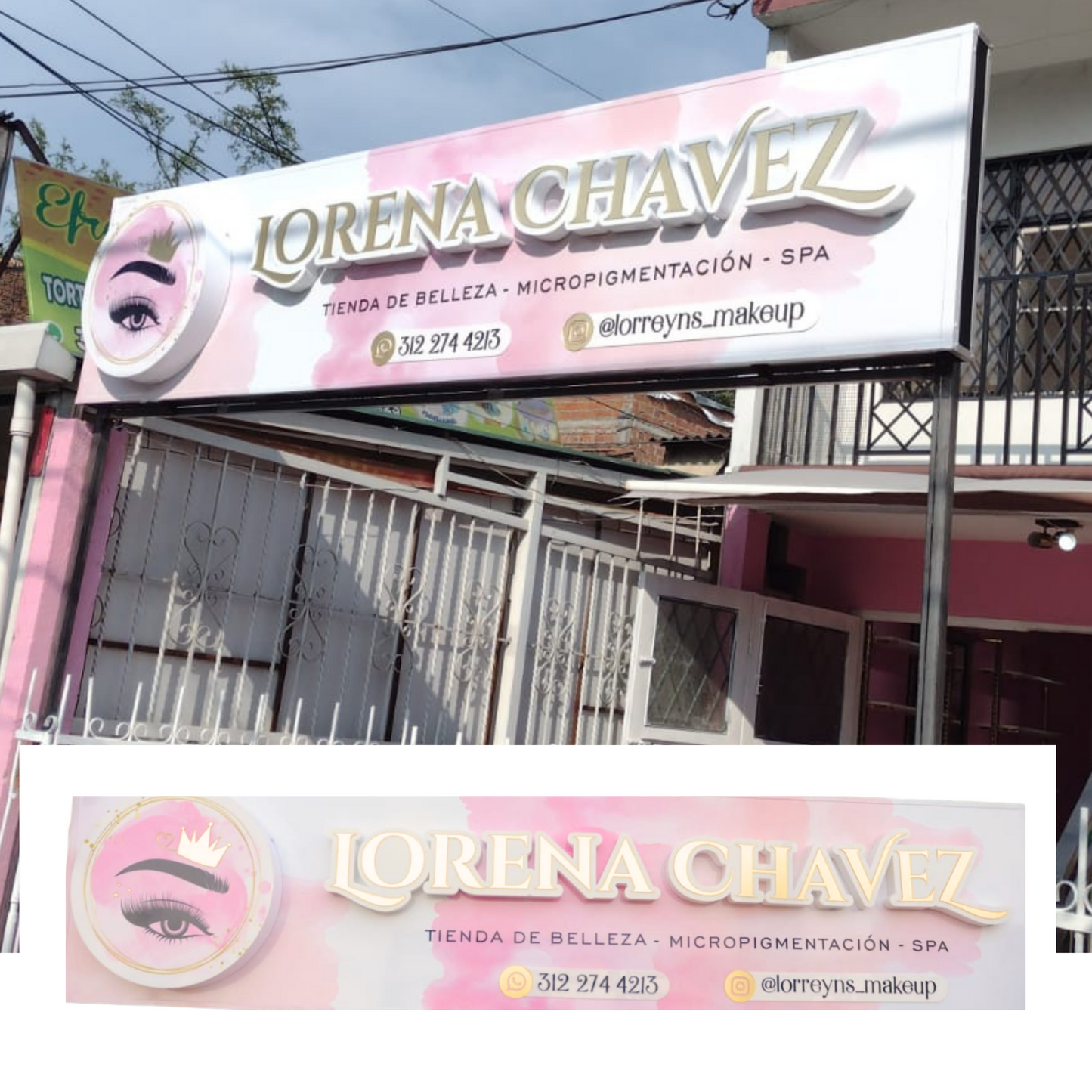 015 | Notice with logo and name in 3D illuminated 2.4mt x 60cm